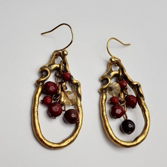 Gold and Red Earrings - Picture 5 of 14